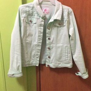 Justice mint denim jacket